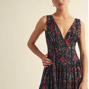NWT - Floral Deep V Corset Dress - AROSE INC